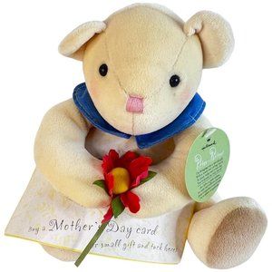 Hallmark Plush Pitter Patter Teddy Bear Stuffed Animal Holding Flower Mother Day